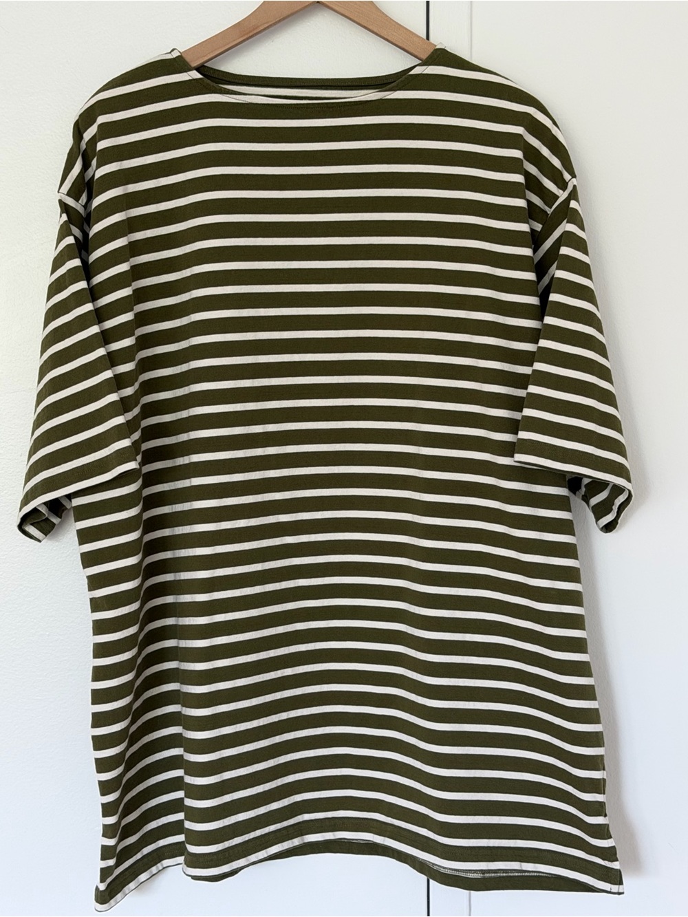 Muji Olive Green & White Striped Men’s Tee XL
